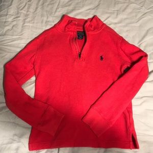 Boys Polo Waffle Long Sleeve Shirt Red Size 8